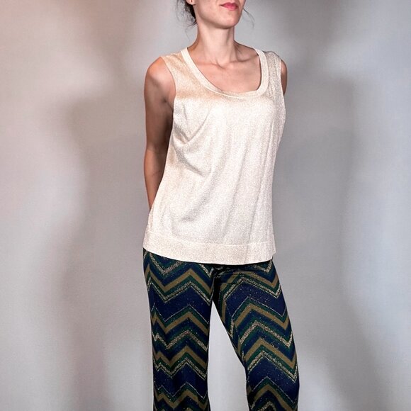 Erika Cavallini Semi Couture Italian Chevron Pattern Flared Pants - Picture 13 of 14